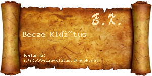 Becze Klétus névjegykártya